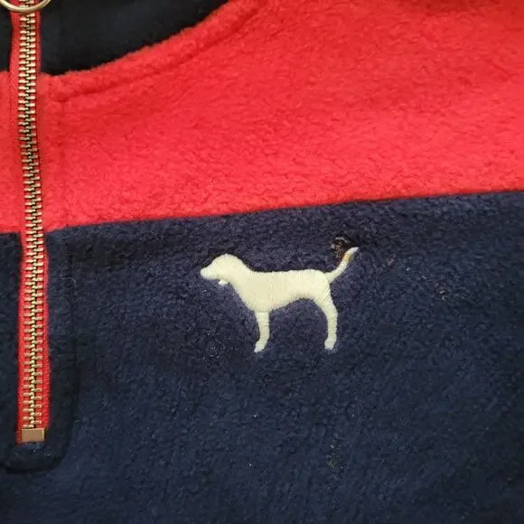 Victoria's Secret Pink Xs red/blue striped 3/4 zip pullover long sleeve - Picture 4 of 7